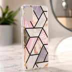 Husă Samsung Galaxy A71, marmorată, cu model geometric, multicolor