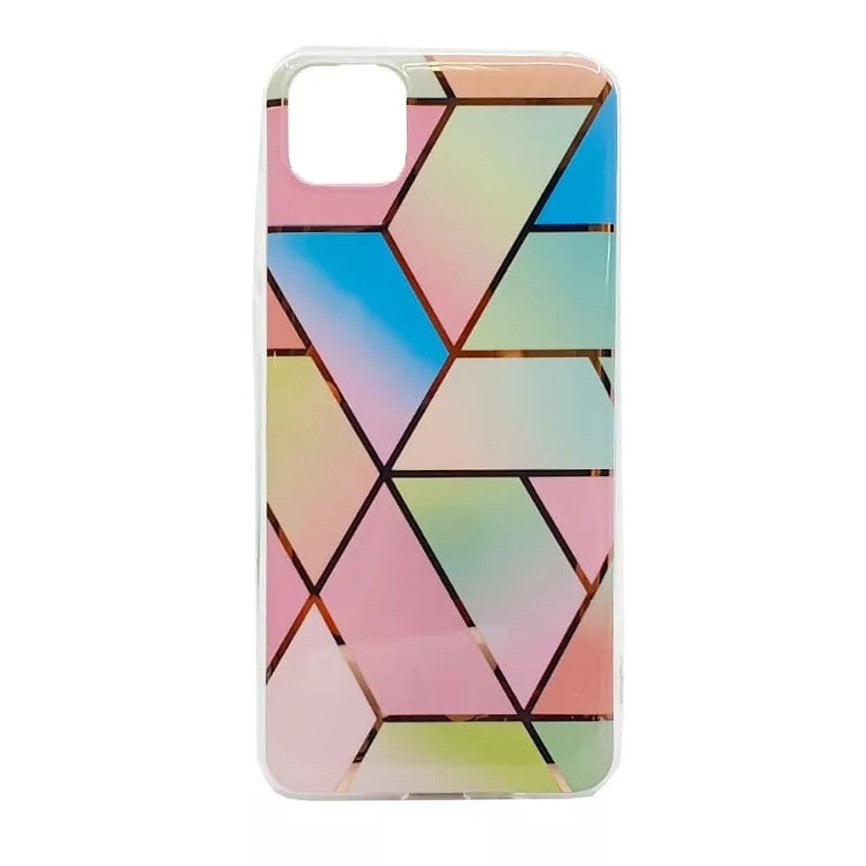 Husă Samsung Galaxy A71, marmorată, cu model geometric, roz