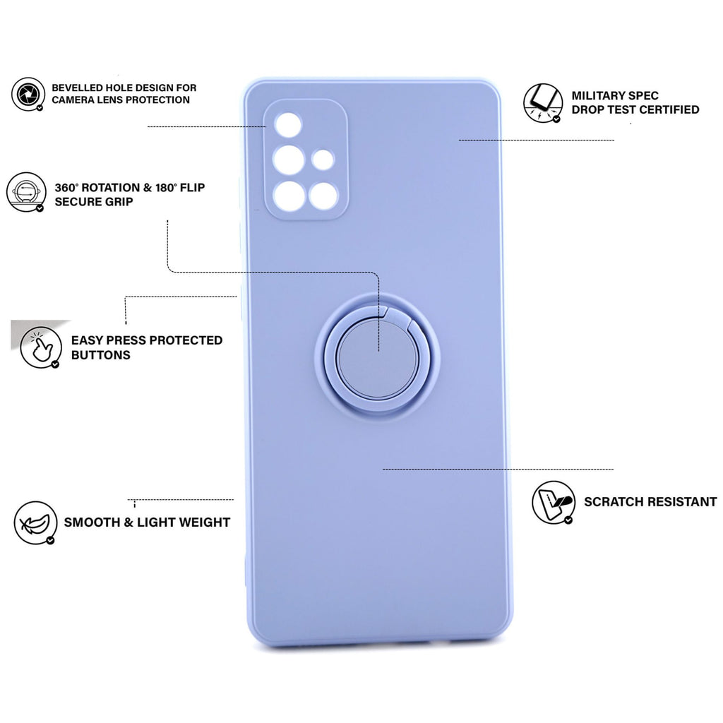 Husă Samsung Galaxy A71, silicon cu inel, mov