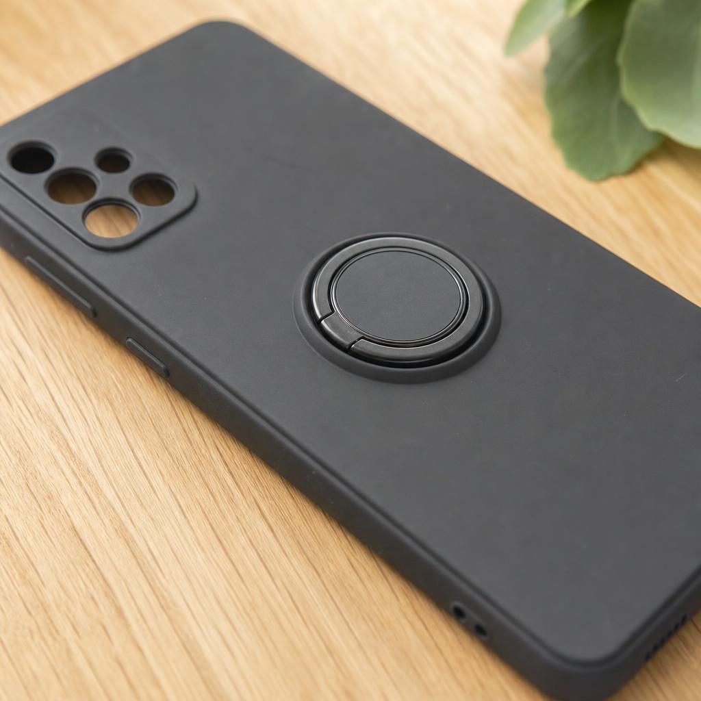 Husă Samsung Galaxy A71, silicon cu inel, negru