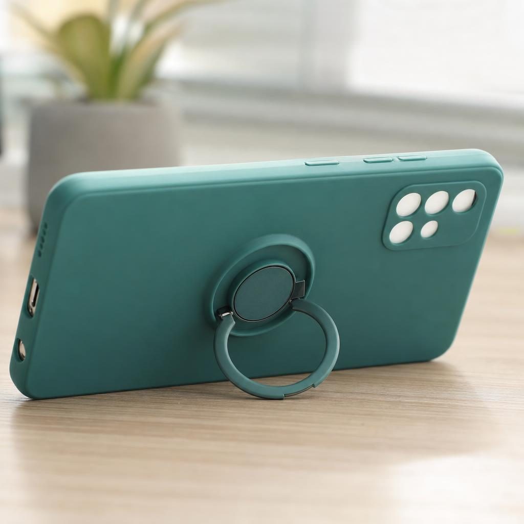 Husă Samsung Galaxy A71, silicon cu inel, verde