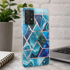 Husă Samsung Galaxy A72 / A72 5G, marmorată, albastru