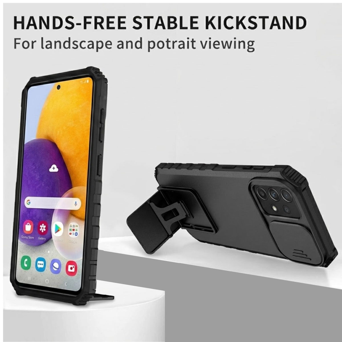 Husă Samsung Galaxy A72 / A72 5G, ultra-rezistentă cu suport, negru