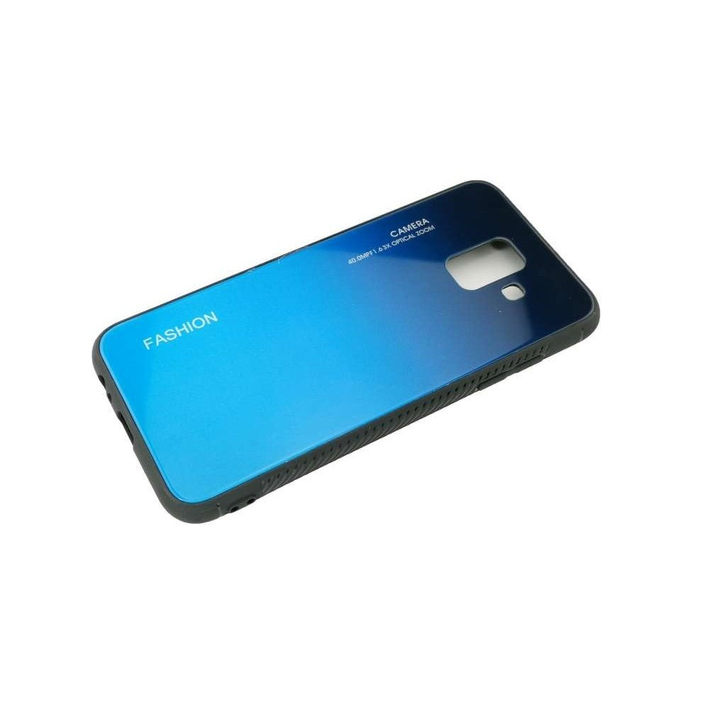Husă Samsung Galaxy A8 2018, cu spate din sticlă în degrade, albastru