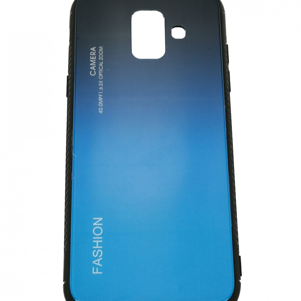 Husă Samsung Galaxy A8 2018, cu spate din sticlă în degrade, albastru