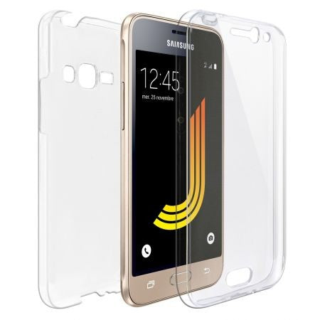 Husă Samsung Galaxy J1 2016, 360°, transparent cu margini albe