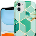 Husă Samsung Galaxy S10, marmorată, cu model geometric, verde