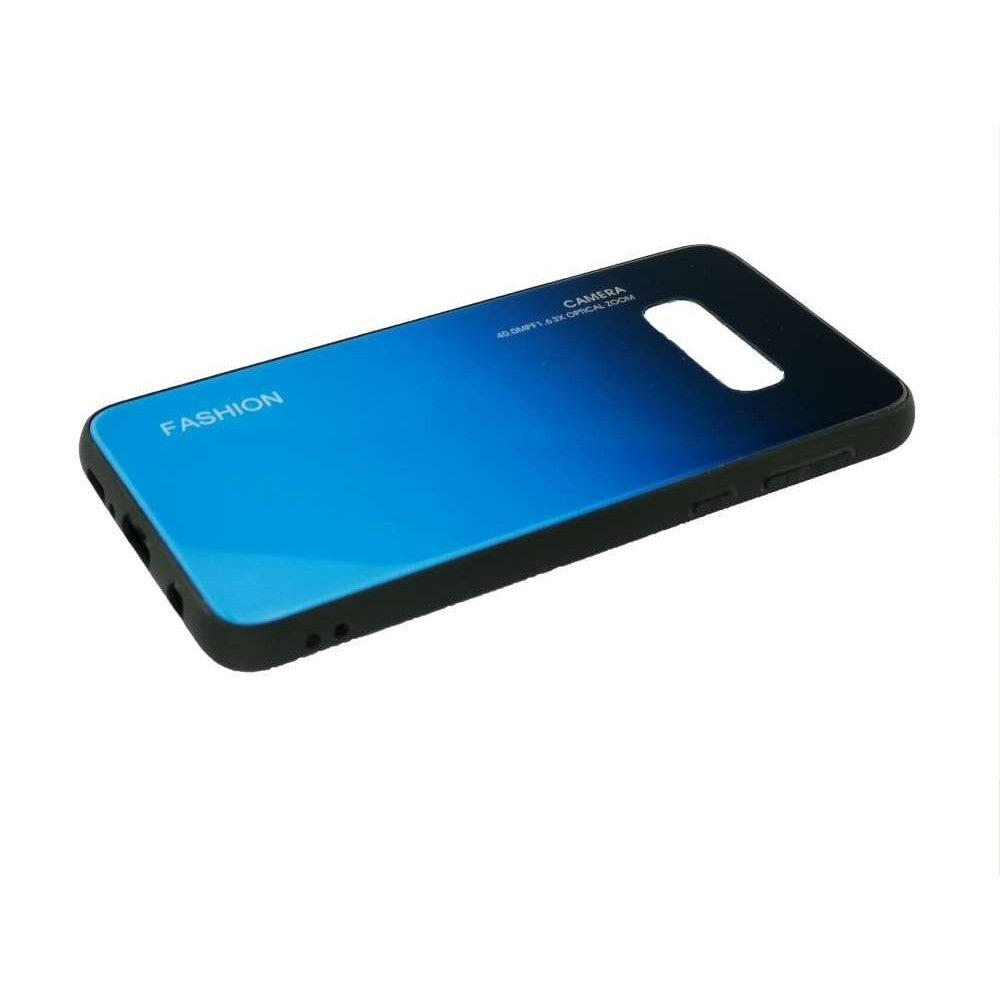 Husă Samsung Galaxy S10e, cu spate din sticlă în degrade, albastru