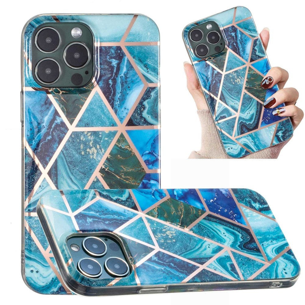 Husă Samsung Galaxy S10e, marmorată, cu model geometric, albastru