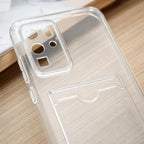 Husă Samsung Galaxy S20 Ultra, cu buzunar pentru card, transparent