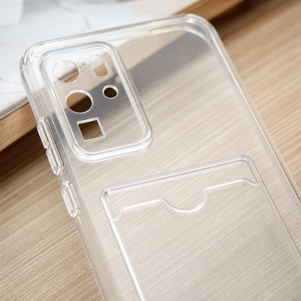 Husă Samsung Galaxy S20 Ultra, cu buzunar pentru card, transparent