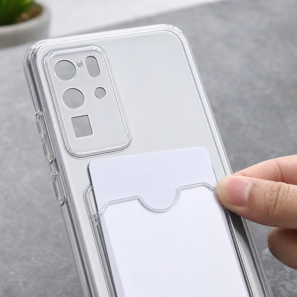 Husă Samsung Galaxy S20 Ultra, cu buzunar pentru card, transparent
