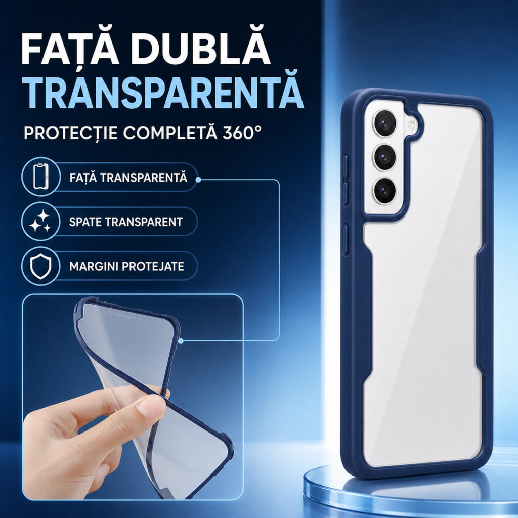 Husă Samsung Galaxy S21 FE, 360° ultra-rezistentă, albastru