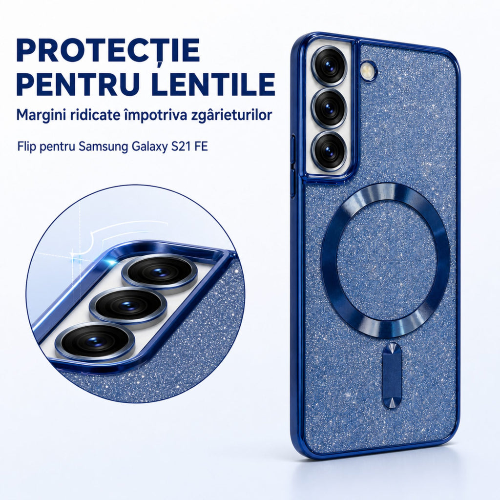 Husă Samsung Galaxy S21 FE, magnetică MagSafe, albastru marin