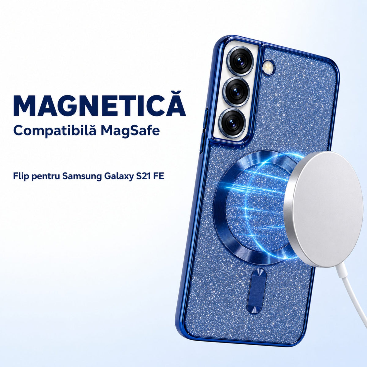 Husă Samsung Galaxy S21 FE, magnetică MagSafe, albastru marin