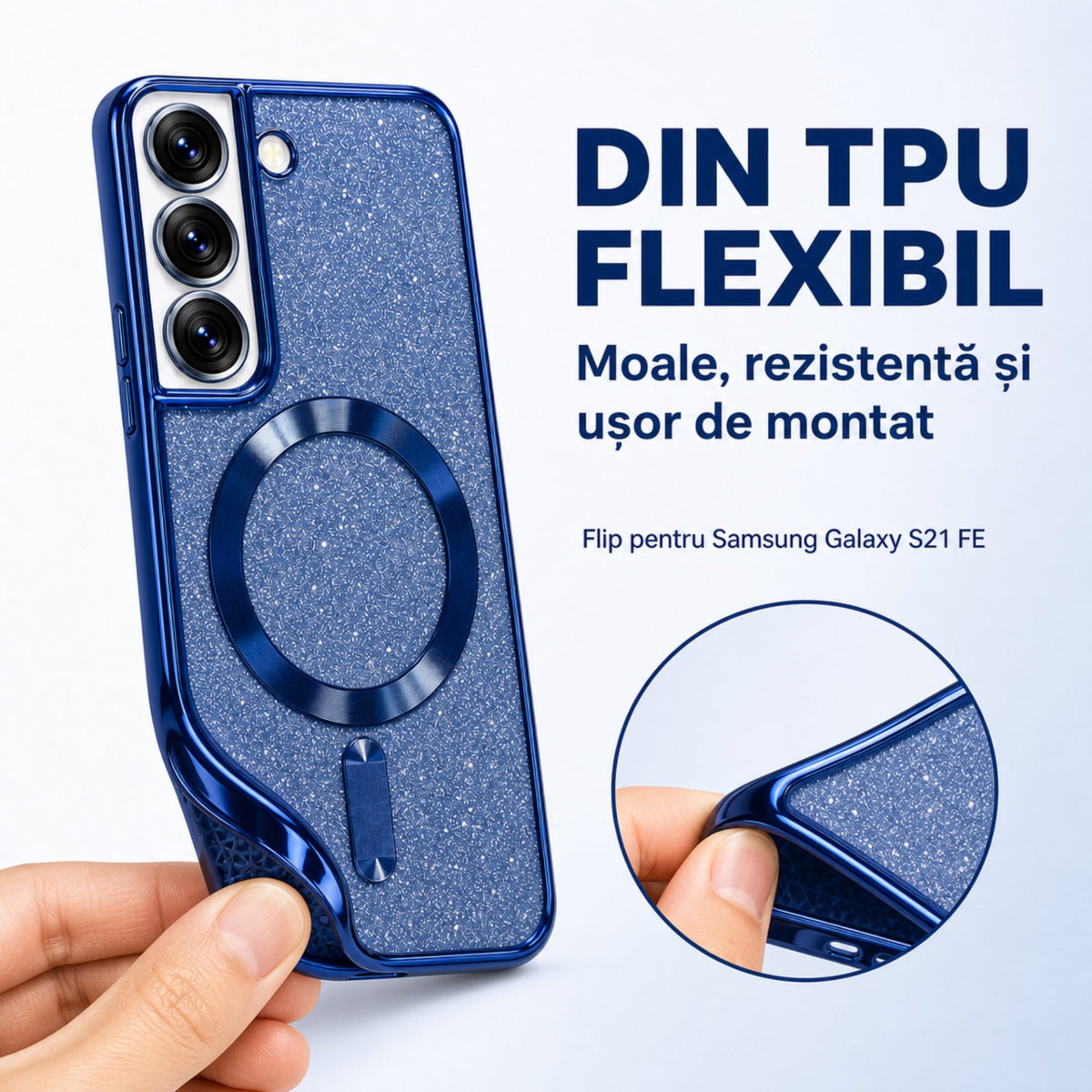 Husă Samsung Galaxy S21 FE, magnetică MagSafe, albastru marin