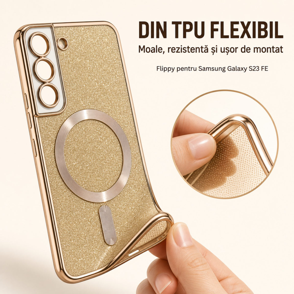 Husă Samsung Galaxy S21 FE, magnetică MagSafe, auriu