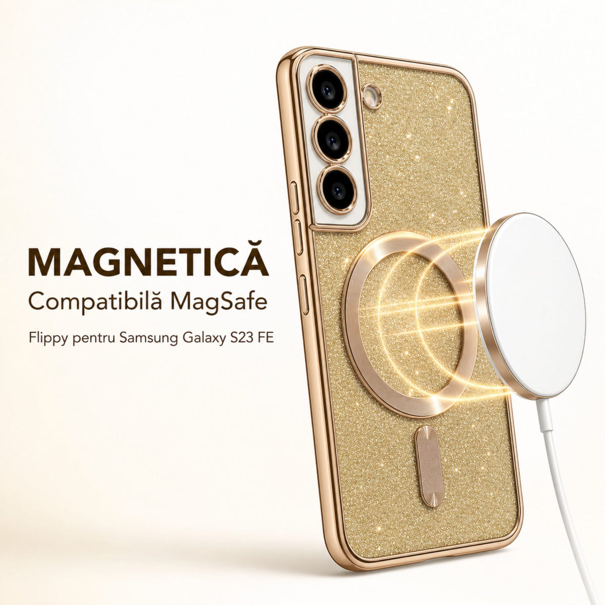 Husă Samsung Galaxy S21 FE, magnetică MagSafe, auriu