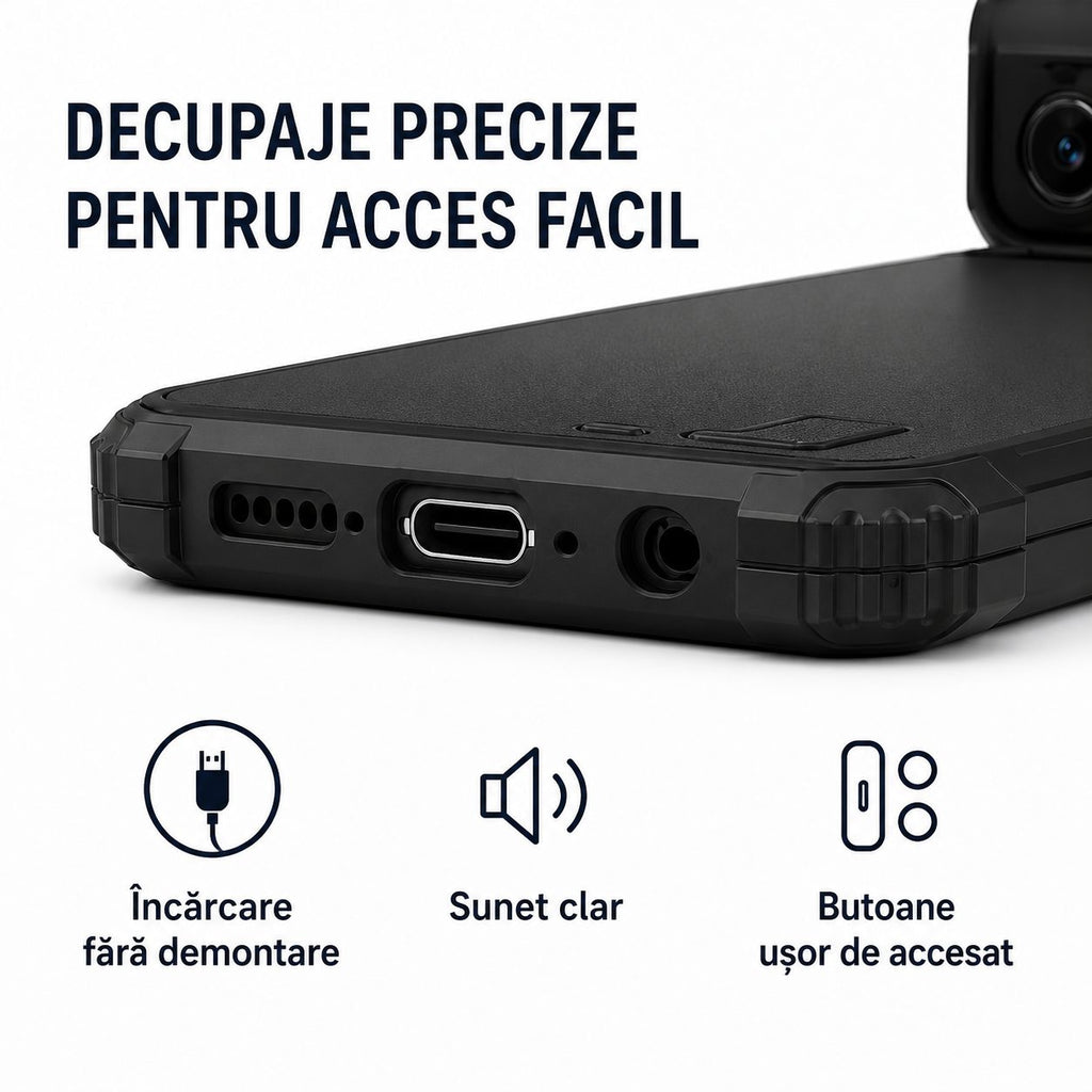 Husă Samsung Galaxy S21 FE, ultra-rezistentă cu suport, negru