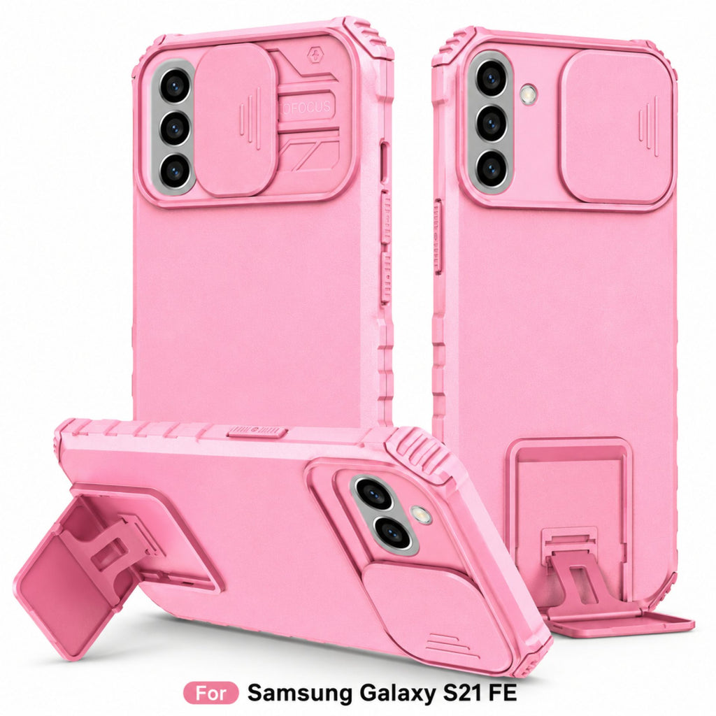 Husă Samsung Galaxy S21 FE, ultra-rezistentă cu suport, roz