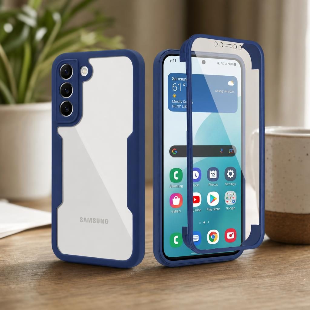 Husă Samsung Galaxy S22, 360° ultra-rezistentă, albastru
