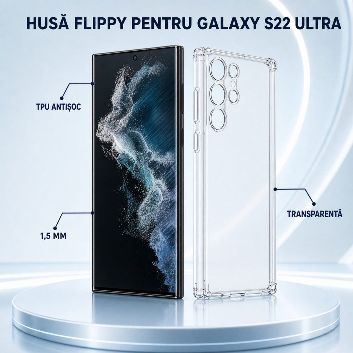 Husă Samsung Galaxy S22 Ultra, antișoc, transparent