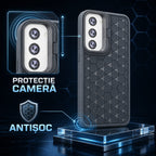 Husă Samsung Galaxy S23, antișoc, cu model 3D și inel la cameră, albastru