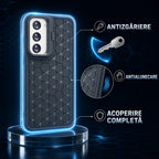 Husă Samsung Galaxy S23, antișoc, cu model 3D și inel la cameră, albastru