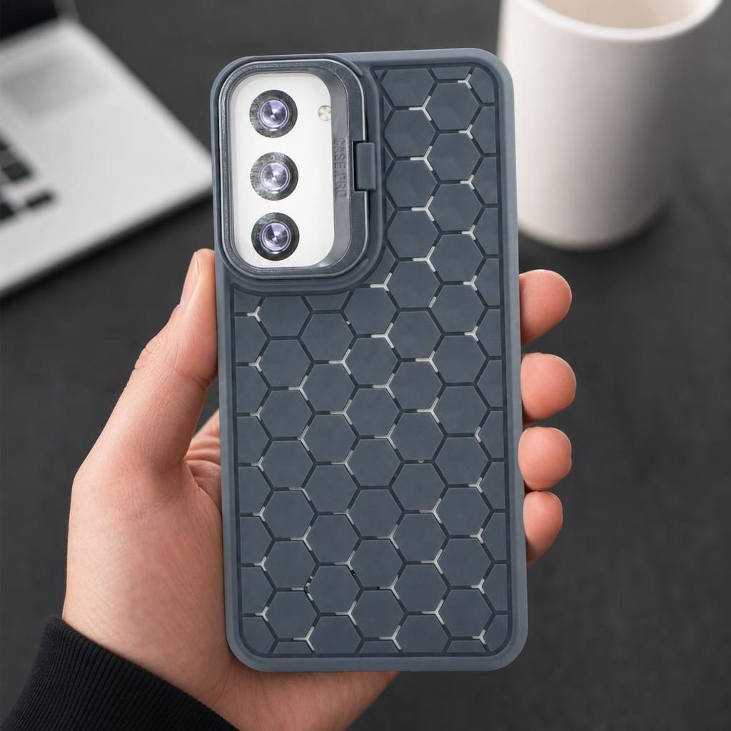 Husă Samsung Galaxy S23, antișoc, cu model 3D și inel la cameră, albastru