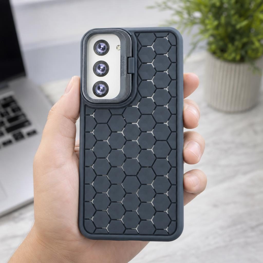 Husă Samsung Galaxy S23, antișoc, cu model 3D și inel la cameră, albastru
