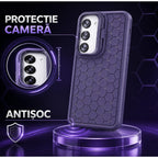 Husă Samsung Galaxy S23, antișoc, cu model 3D și inel la cameră, mov