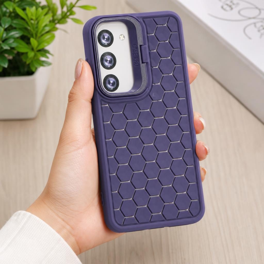 Husă Samsung Galaxy S23, antișoc, cu model 3D și inel la cameră, mov