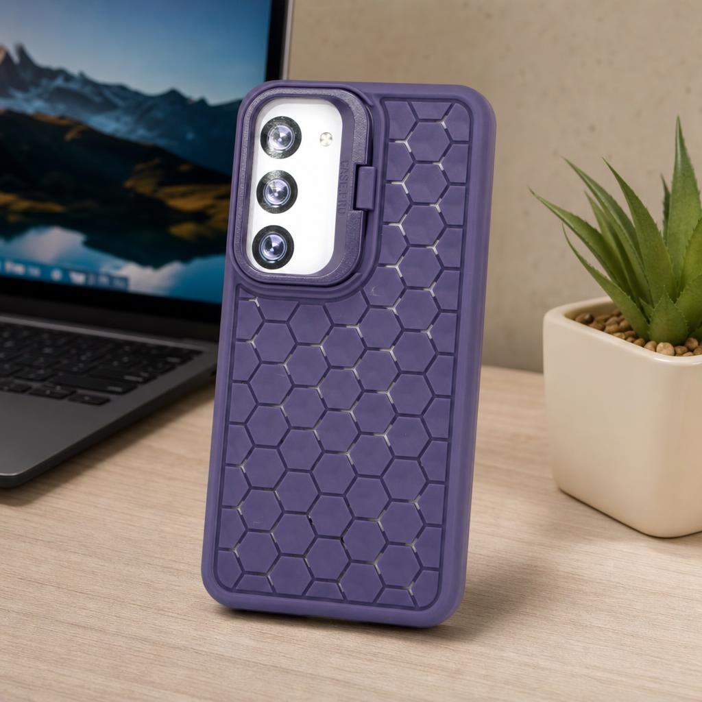 Husă Samsung Galaxy S23, antișoc, cu model 3D și inel la cameră, mov
