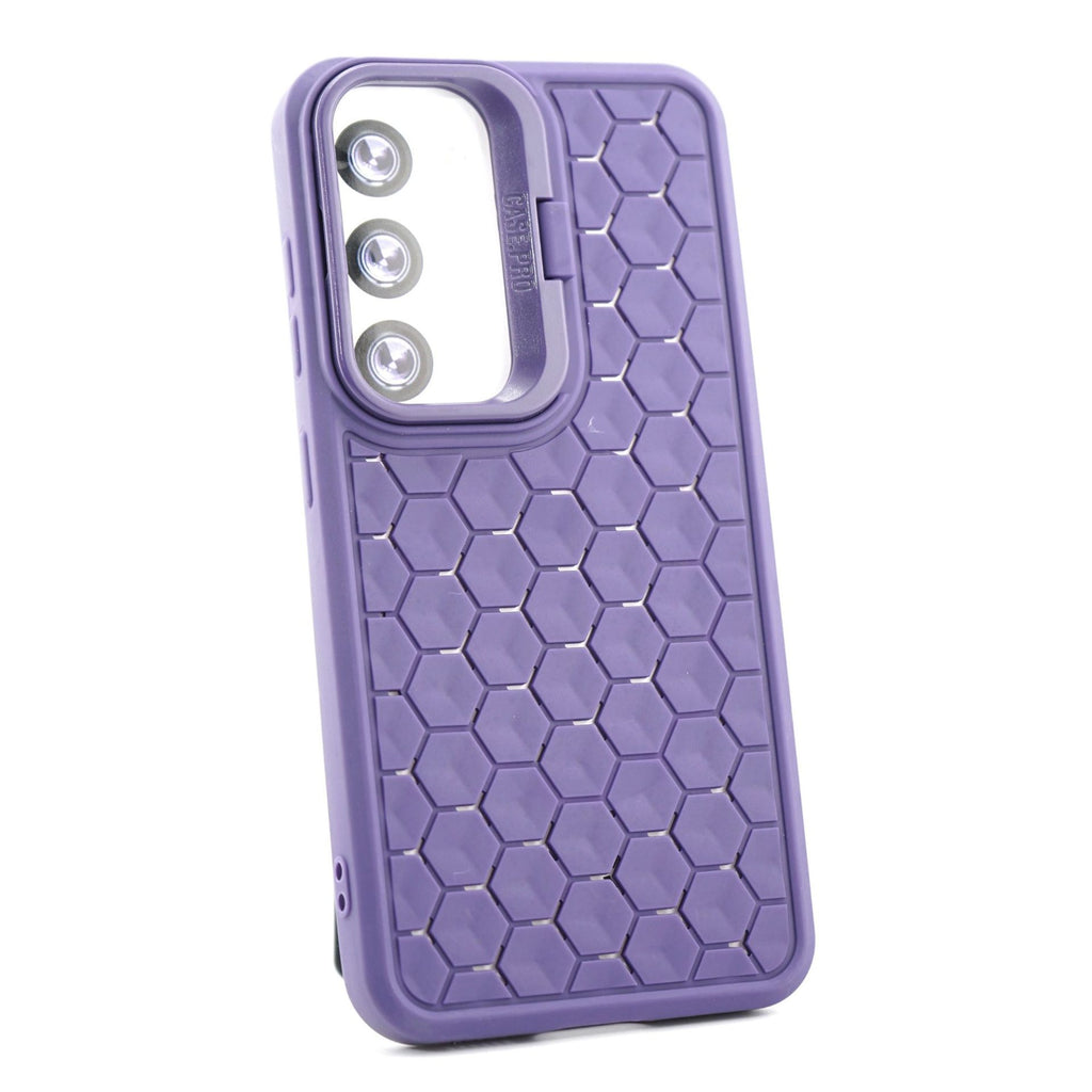 Husă Samsung Galaxy S23, antișoc, cu model 3D și inel la cameră, mov