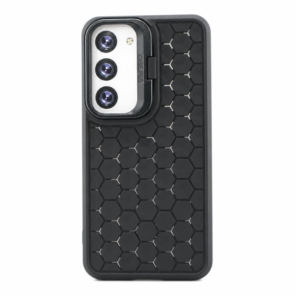 Husă Samsung Galaxy S23, antișoc, cu model 3D și inel la cameră, negru