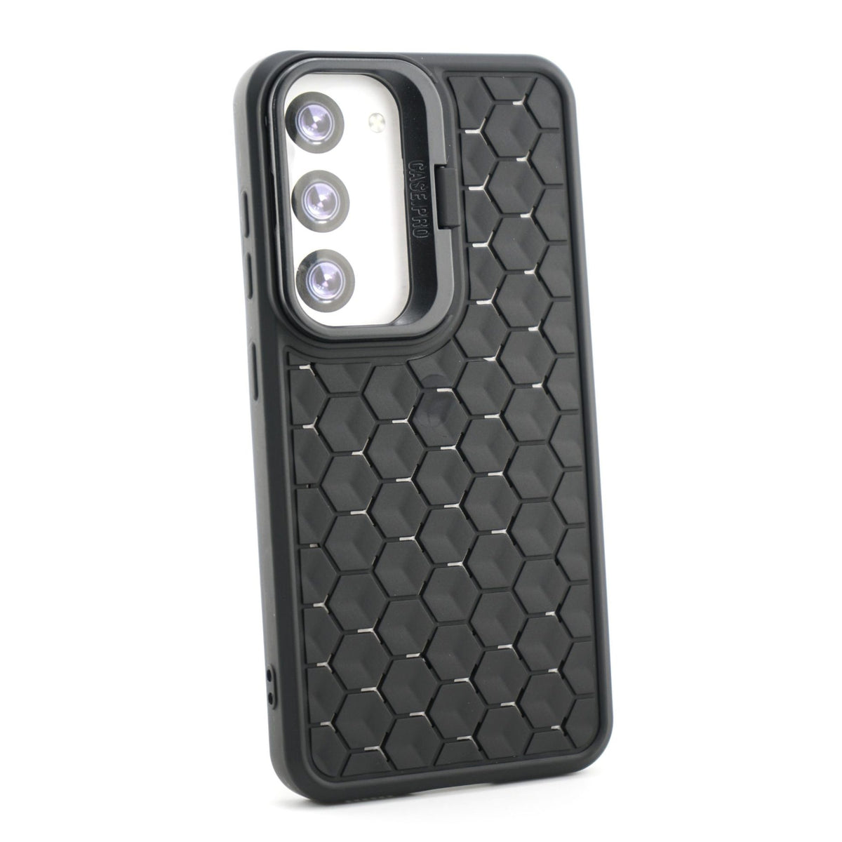 Husă Samsung Galaxy S23, antișoc, cu model 3D și inel la cameră, negru