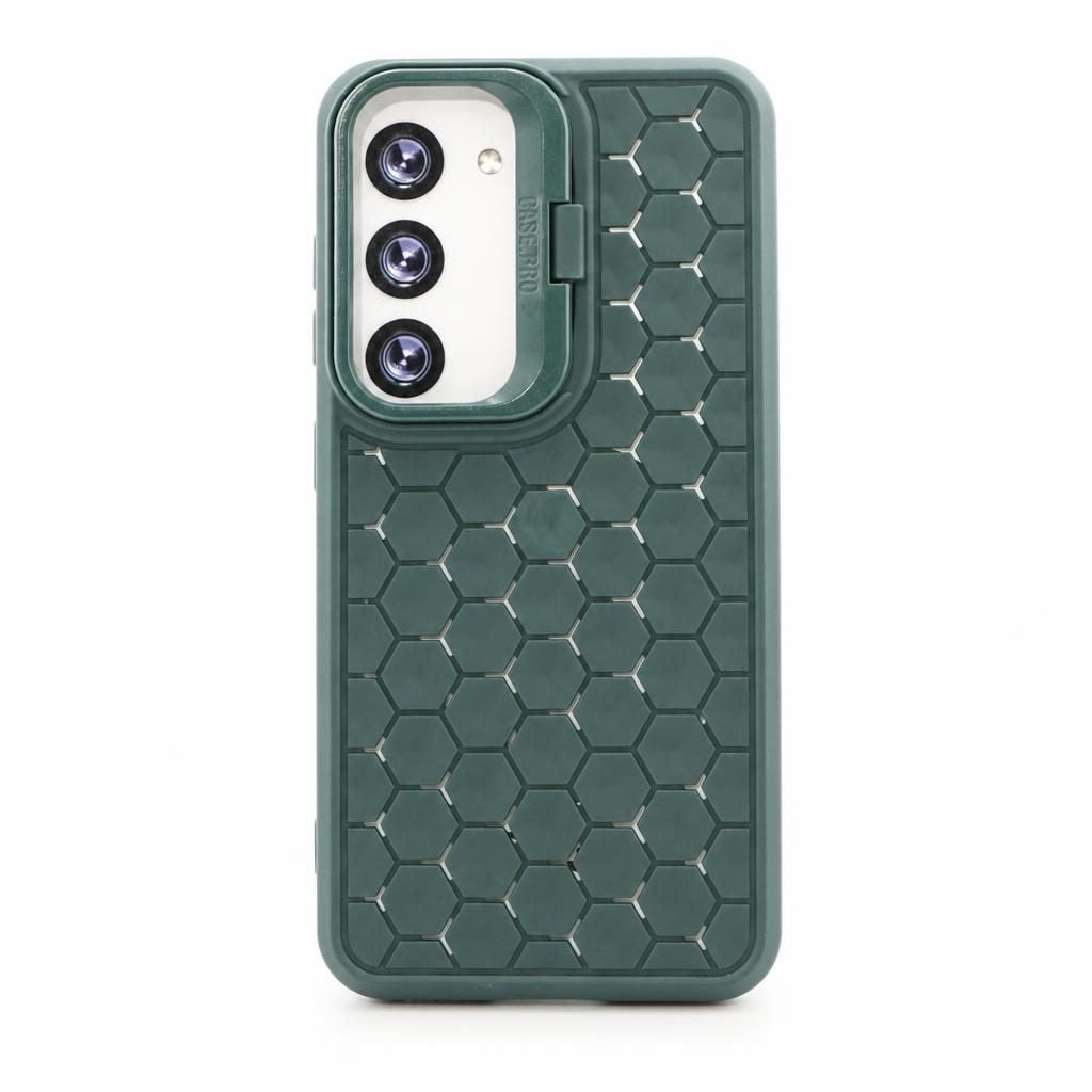 Husă Samsung Galaxy S23, antișoc, cu model 3D și inel la cameră, verde