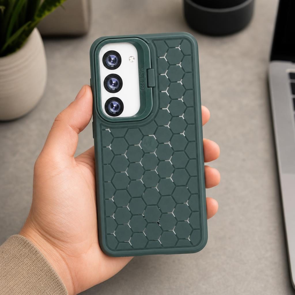 Husă Samsung Galaxy S23, antișoc, cu model 3D și inel la cameră, verde