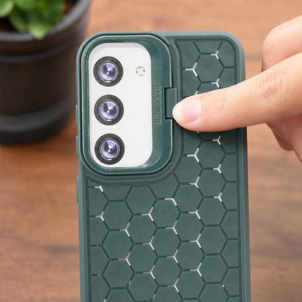 Husă Samsung Galaxy S23, antișoc, cu model 3D și inel la cameră, verde