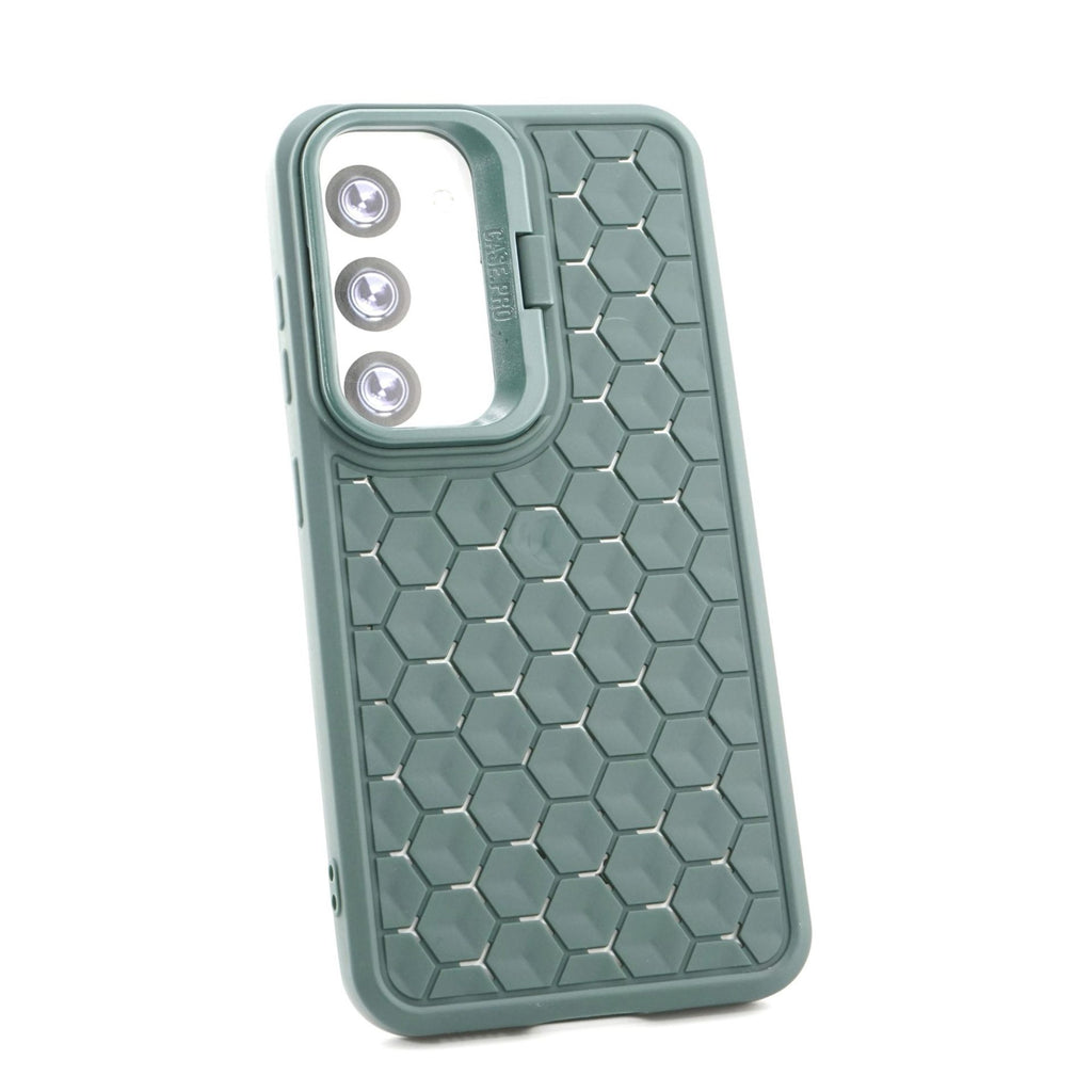 Husă Samsung Galaxy S23, antișoc, cu model 3D și inel la cameră, verde