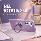Husă Samsung Galaxy S23, magnetică MagSafe, mată, cu inel magnetic rotativ, mov