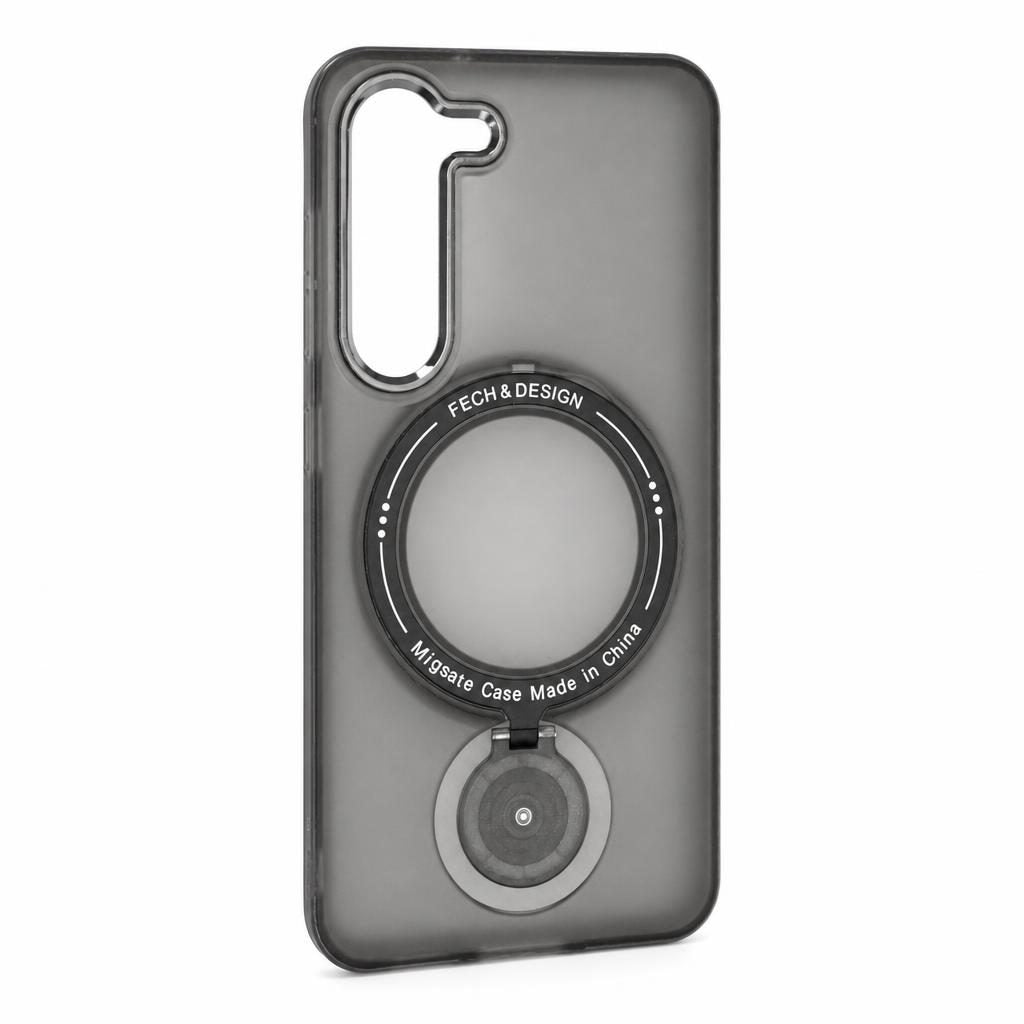 Husă Samsung Galaxy S23, magnetică MagSafe, mată, cu inel magnetic rotativ, negru