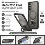 Husă Samsung Galaxy S23, magnetică MagSafe, mată, cu inel magnetic rotativ, negru