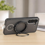Husă Samsung Galaxy S23, magnetică MagSafe, mată, cu inel magnetic rotativ, negru