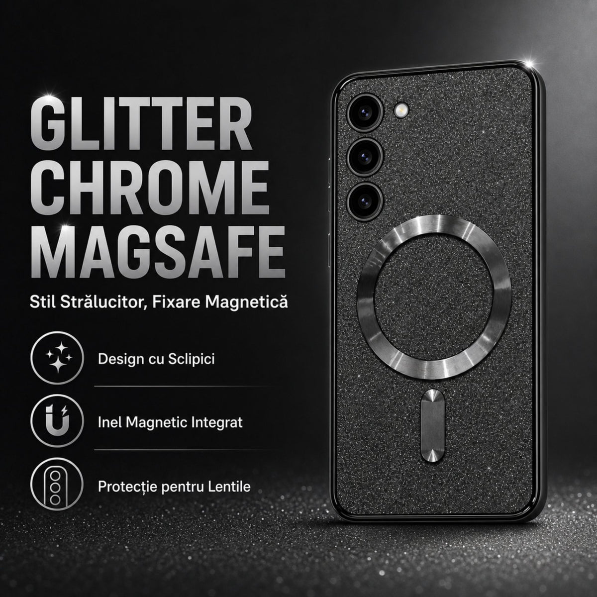 Husă Samsung Galaxy S23, magnetică MagSafe, negru