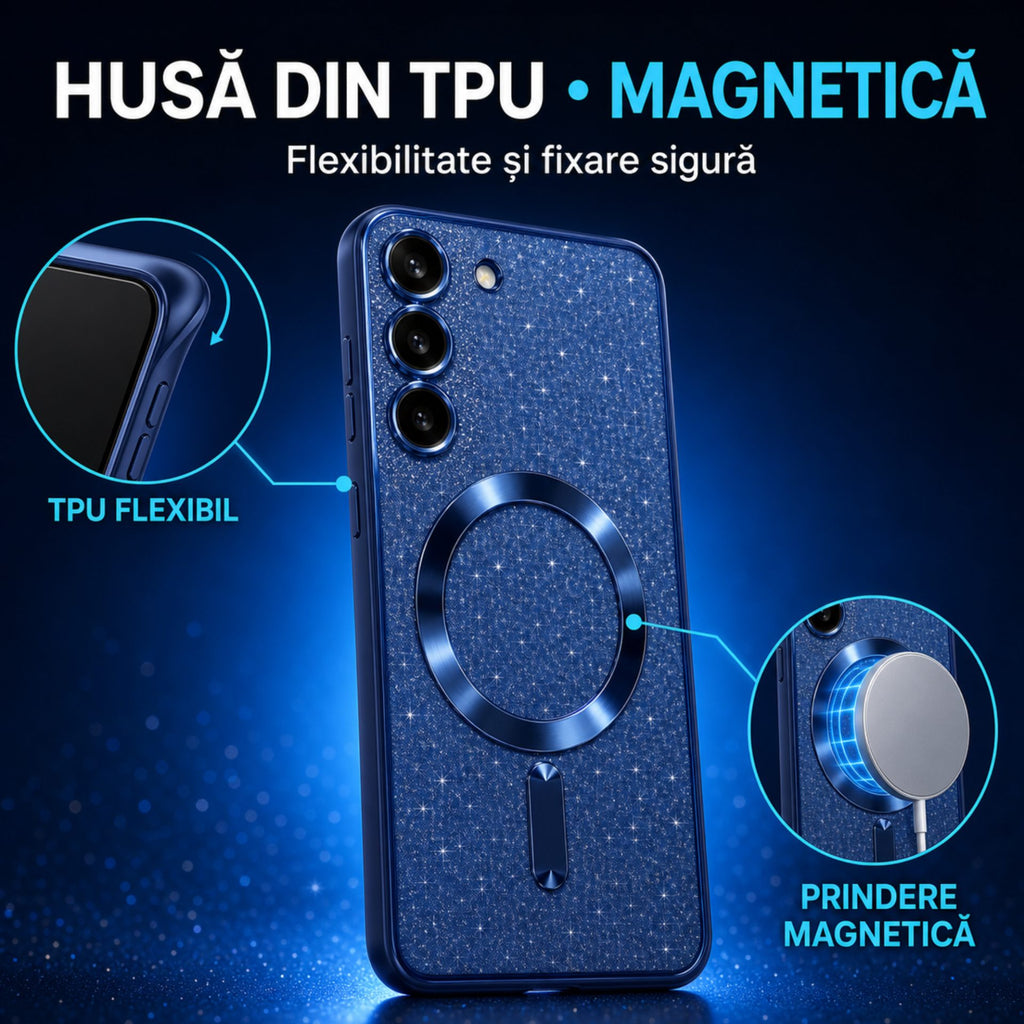 Husă Samsung Galaxy S23 Plus, magnetică MagSafe, albastru marin