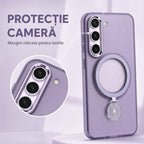 Husă Samsung Galaxy S23 Plus, magnetică MagSafe, mată, cu inel magnetic rotativ, mov