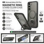Husă Samsung Galaxy S23 Plus, magnetică MagSafe, mată, cu inel magnetic rotativ, negru