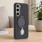 Husă Samsung Galaxy S23 Plus, magnetică MagSafe, mată, cu inel magnetic rotativ, negru