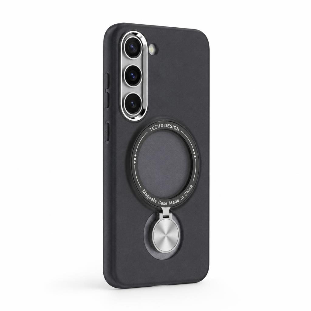 Husă Samsung Galaxy S23 Plus, magnetică MagSafe, mată, cu inel magnetic rotativ, negru